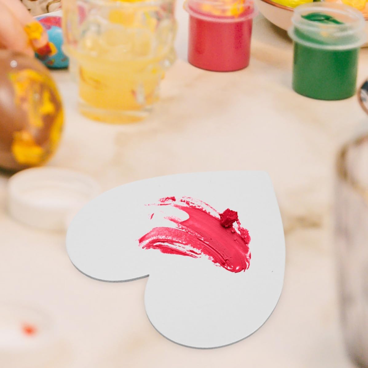 6pcs Heart Shaped Wood Oil Painting Boards for Beginners
