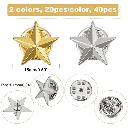 Image of SUPERFINDINGS Alloy Star Badge Lapel Pin Brooches Military Award Pins July Memorial Day Stars for Backpack Clothes