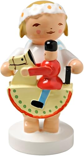 Wendt & Kuhn Pintada a mano de madera rubia Margarita Ángel Figurita Caballo mecedora