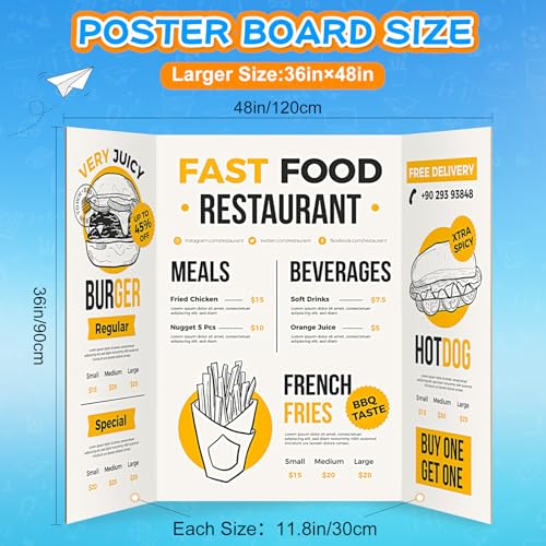 WinTS 6 Packs 36" x 48" Trifold Poster Board,White TriFold Poster Boards,Corrugated Presentation Board Large&Sturdy Foldable Poster Board for Presentations,School Projects,Science Fair by WINTS - Image 2