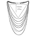 COOLSTEELANDBEYOND Black Silver Waterfall Multi-Strand Long Layered Chains Statement Collar Necklace with Rhinestones