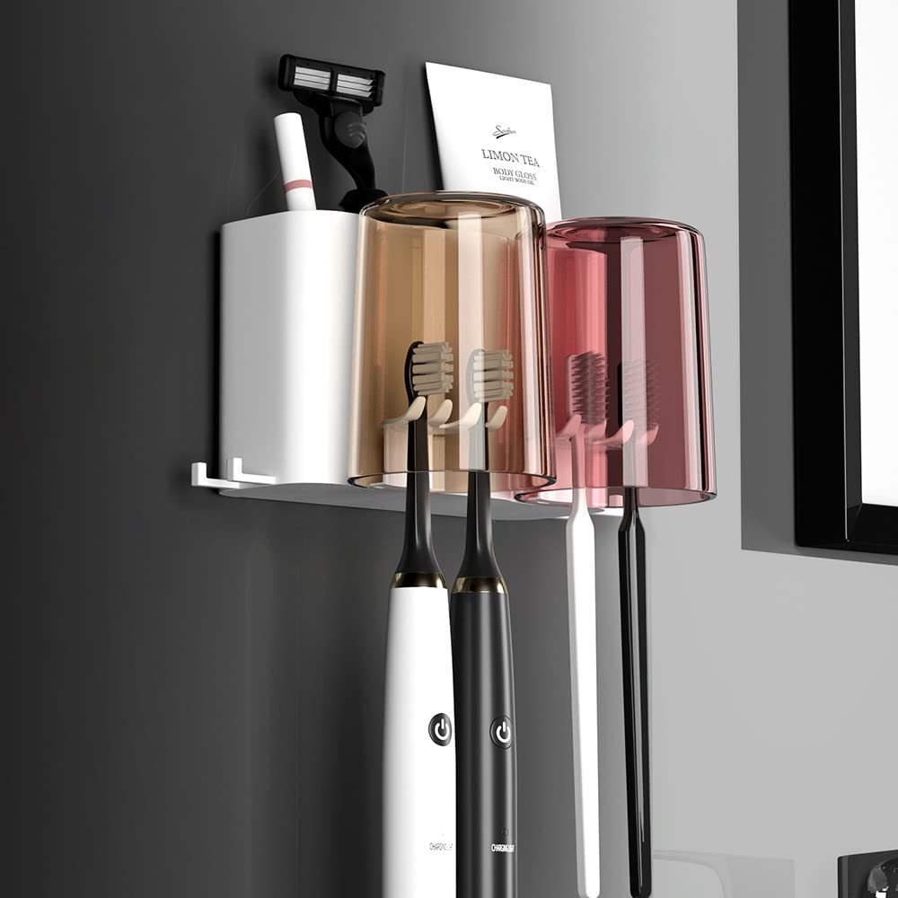 MengMengDa Toothbrush Holders - Hygienic Toothbrush Holders, Non-Slip Base, Easy to Clean, Space Saving Storage, Family Toothbrush Holder,Toothbrush Organizer for Bathroom Counter