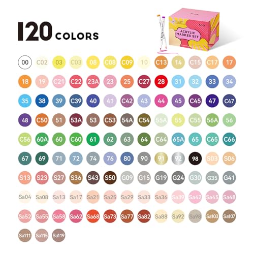 Image of Arrtx 120 Colors Markers Paint Pens, Acrylic Paint Pens for Artists Adults Coloring Drawing Cartoon Anime Comic - Brush Tip for Rock Painting, Wood, Canvas, DIY Crafts Making Art Supplies