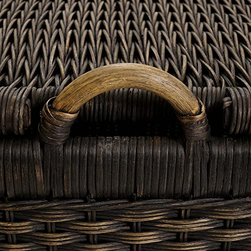 The Basket Lady Lift-Off Lid Wicker Storage Basket, Large, 24.5 In L X 18 In W X 17.5 In H, Antique Walnut Brown #TOP3