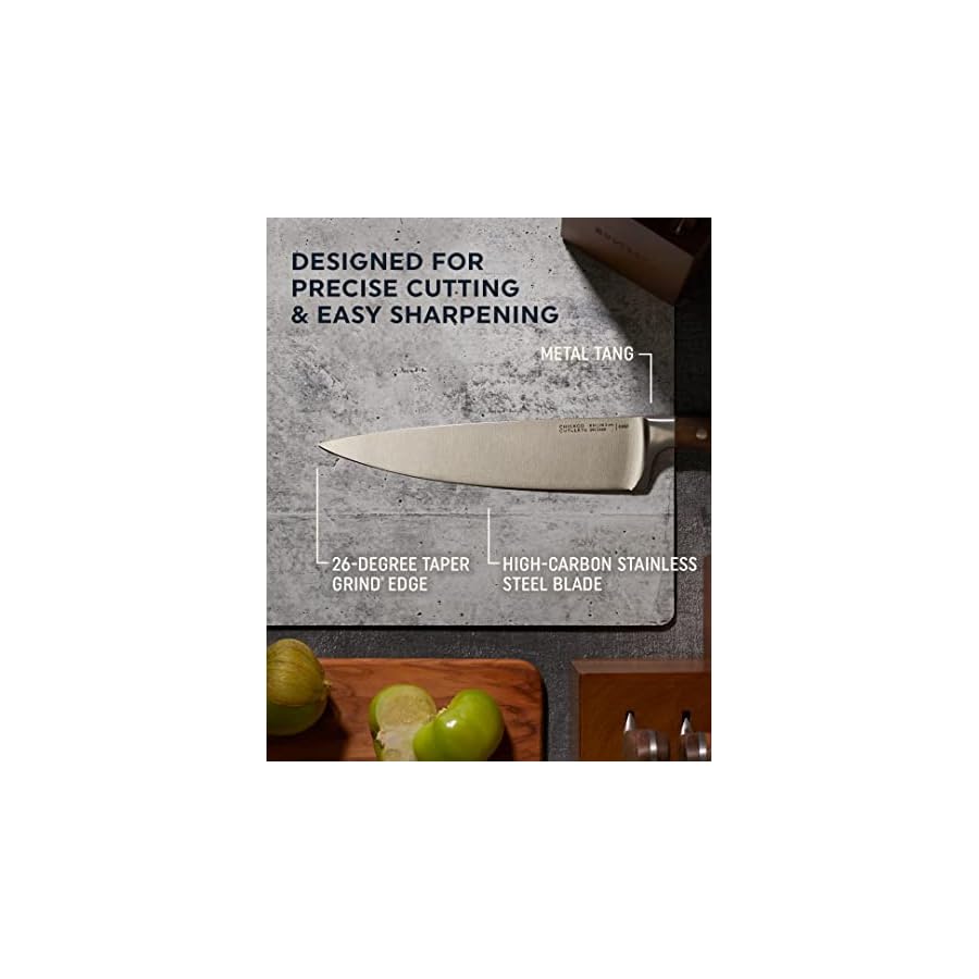 Chicago-Cutlery-Racine-12-Pc-Kitchen-Knife-Wood-Block-Set-Stainless-Steel-Knives-Serrated-Chef-Utility-and-Paring-Knife-Removable-Steak-Knife-Block-Walnut-Handle Chicago Cutlery Racine 12-Pc Kitchen Knife Wood Block Set, Stainless Steel Knives, Serrated, Chef, Utility, and Paring Knife, Removable Steak Knife Block, Walnut Handle