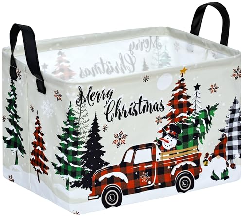 Image of Christmas Basket Box Hamper Storage Basket Collapsible Organizer Bin Gift Shelf Baskets for Home and Kitchen Storage