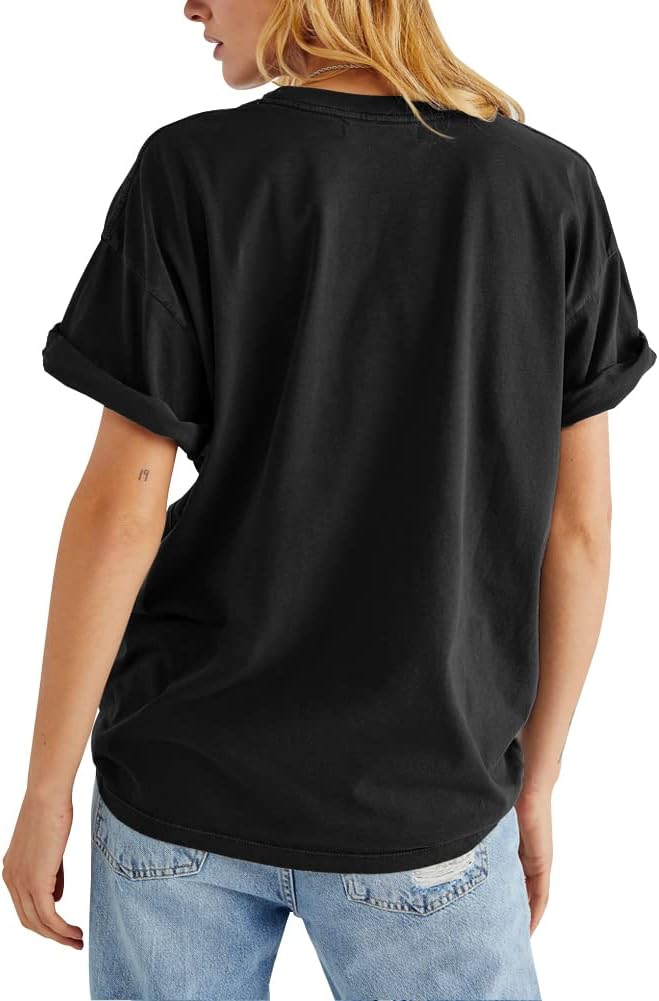 Womens Rose Graphic Tee T Shirt Loose Fit Summer Short Sleeve Casual Boyfriend Crew Neck Tops - Image 2