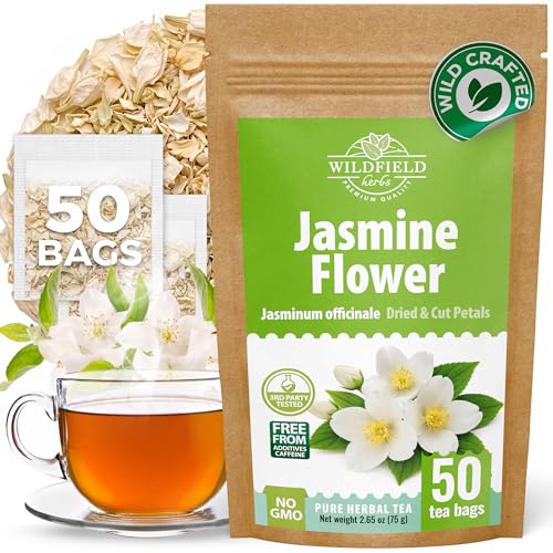 Image of 50 Bags Jasmine Flower Herbal Tea (Jasminum Officinale) - 50 Count 1.5g Bags Dried Jasmine Herb Te De Jazmin