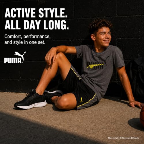 Image of PUMA Boys Active Shorts Set - 3 Piece Performance T-Shirt, Dry Fit Tank Top, and Gym Shorts - Activewear Set for Boys (4-16)