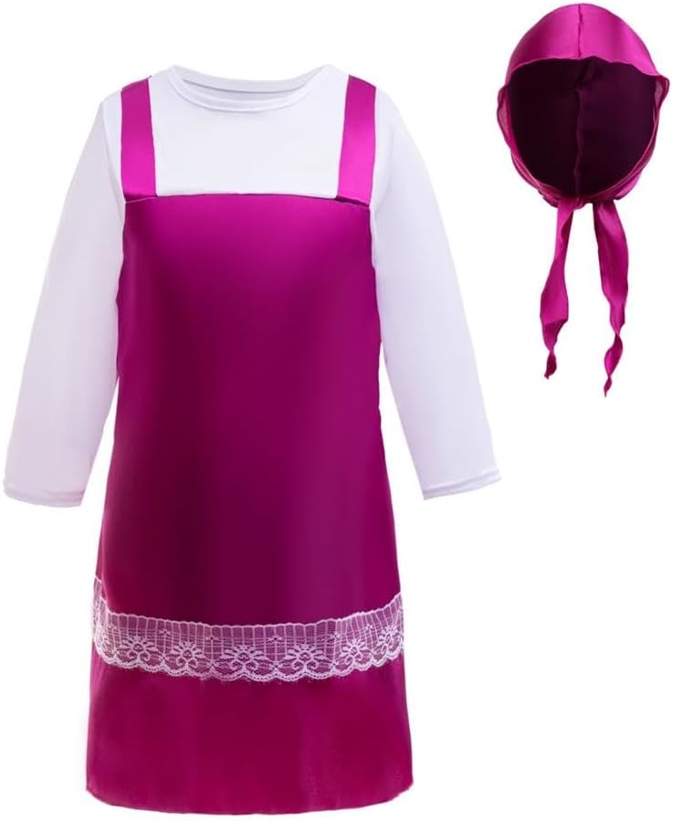 Dressy Daisy Toddler Little Girls and Bear Halloween Costume Birthday Party Dress Up Outfit with Kerchief (Size S M L) Purple