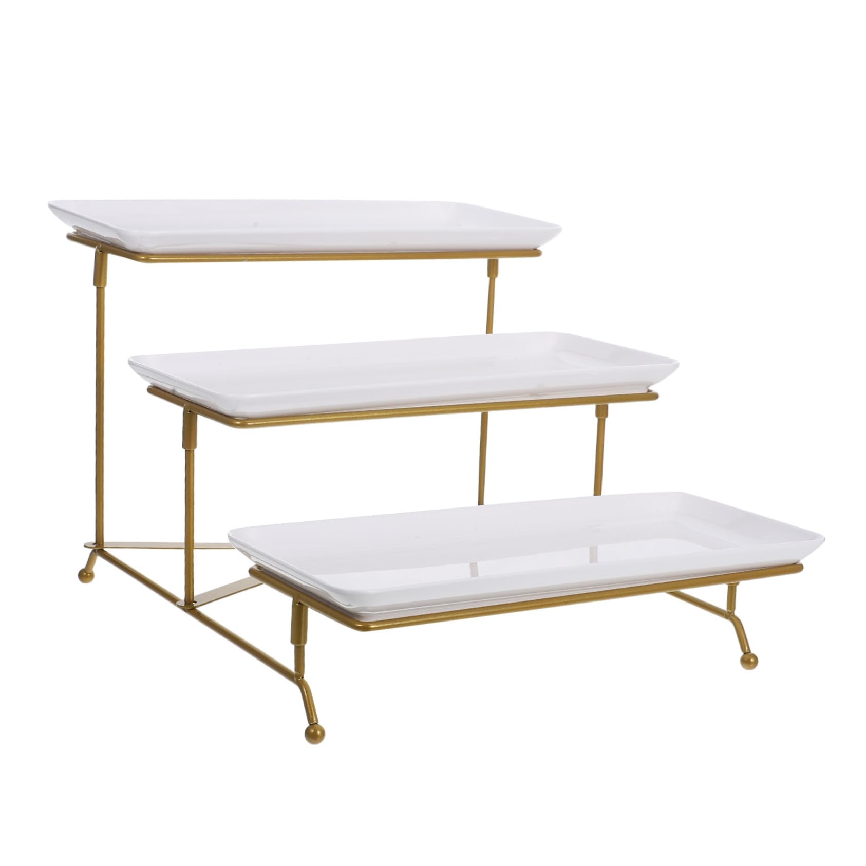 Elegante alzata da dessert bianca – vassoio multi-piano per torte e buffet per frutta, torte e pasticcini, perfetto per feste, matrimoni ed eventi