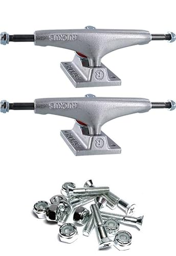 Ruckus Trucks Mid Silver w/Black Skateboard Trucks - 5.0