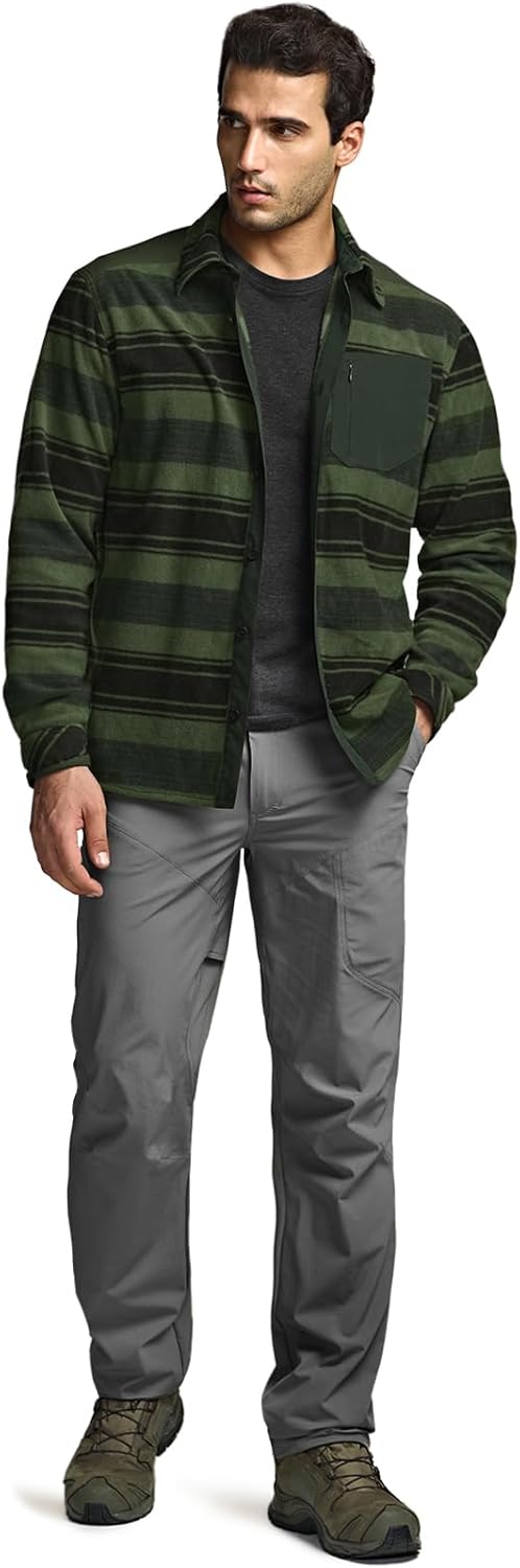 CQR Men's Long Sleeve Heavyweight Fleece Shirts, Plaid Button Up Shirt, Warm Outdoor Casual Shirt with Pockets - Image 5