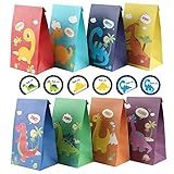 Material Ecológico - Estas bolsas regalo dinosaurio están hechas de papel Kraft, que es resistente y duradero para ser reutilizado durante mucho tiempo bajo daños no violentos.
