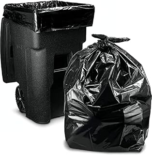 RTBQJ-AT Black Bin Bags Heavy Duty, Wheelie Bin Liners 240l Black Plastic Litter Box Liner, 50 Extra Large Strong Black Bin Bags, for Every Day Use, Household, Garden, Office, Kitchen, Caterers