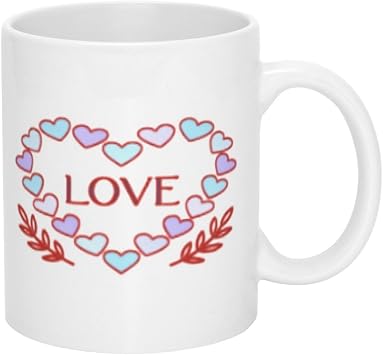 11oz Red Heart & Love Cup Mug -Double-WallInsulated Coffee Cup, Non-Slip Base, ldeal forWalentines Day, Office, Home