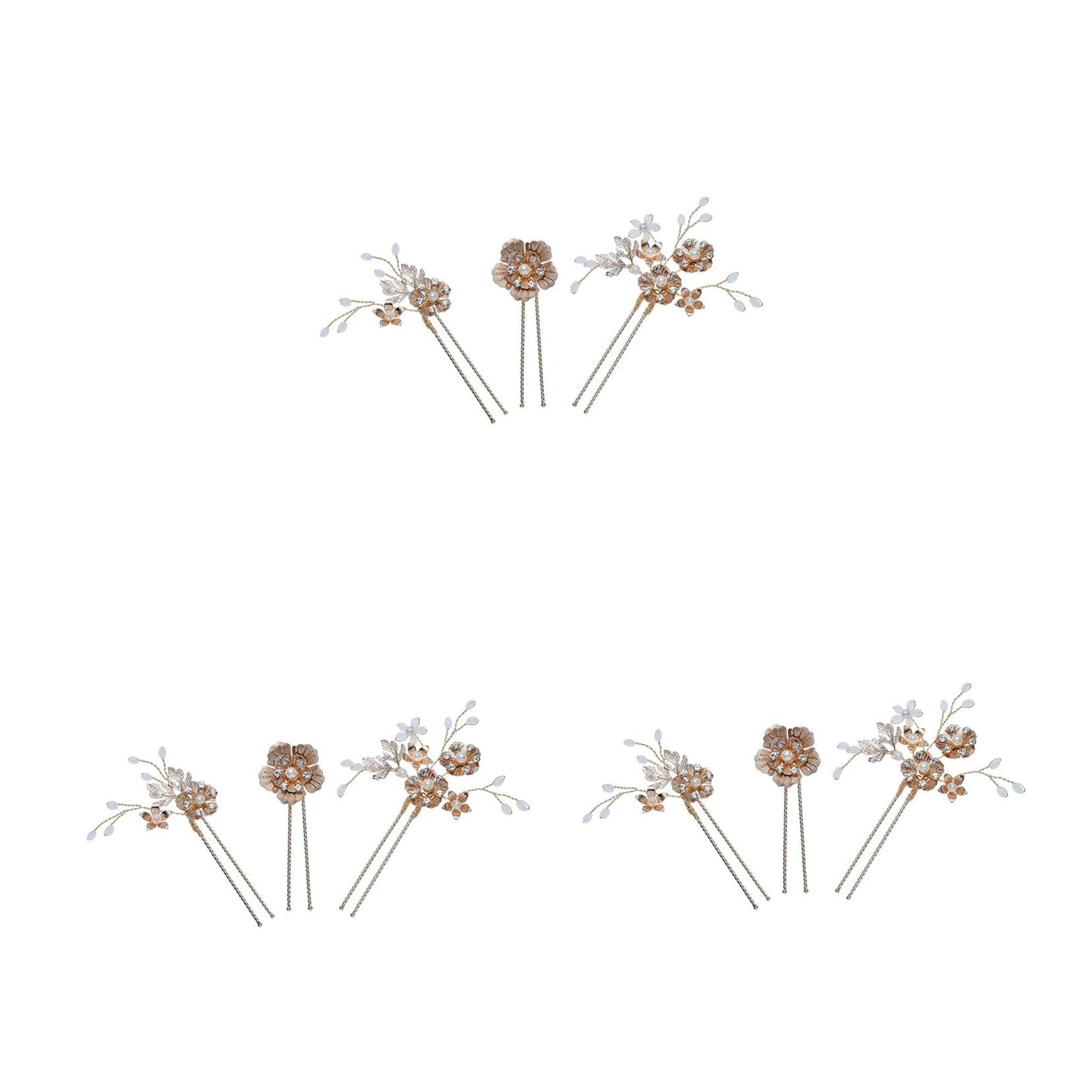 Beavorty 9stücke Teiliges Perlen U-förmige Haarnadeln Mit Strass Eleganter Haarschmuck Für Hochzeiten Und Partys Handgefertigte Braut Haarklammern Für Damen