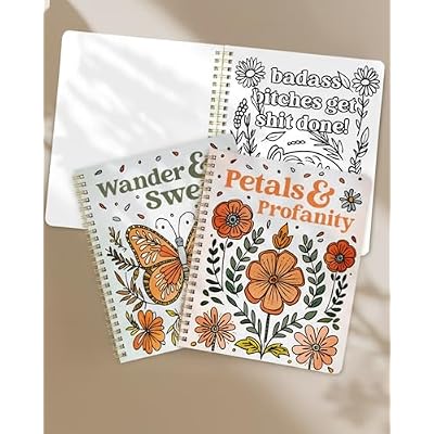 Beautiful Coloring Book Set of 2 for Adult Relaxation - Funny Coloring Books with Floral Designs for a lot of Laughs - The Perfect Stress-Relieving Gift for Women