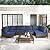 Grand patio 7-Piece Wicker Patio Furniture Set, Retro Outdoor Conversation Set Sectional Sofa with Water Resistant Blue Thick Cushions and Coffee Table, Brown