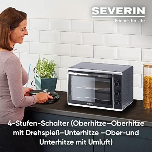 Severin TO 2058 Mini-oven, 1800 watt, inhoud 42 liter, hete luchtfunctie, zwart-zilver - Image 4