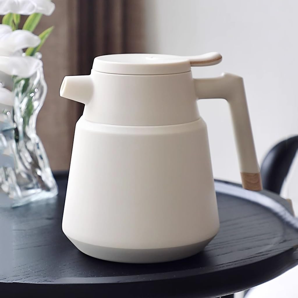 LEIYTFE 1.3L Double Walled Thermal Pots Thermal Carafe Vacuum Insulated Flask,with Stainless Steel Removable Tea Filter,Thermal Teapot Hot & Cold Water Beverage Dispenser