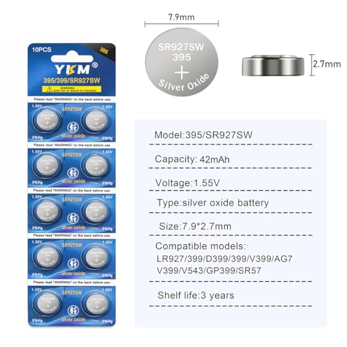 Paquete de 10 Pilas SR927SW 395 para reloj 1.55V miniatura 2