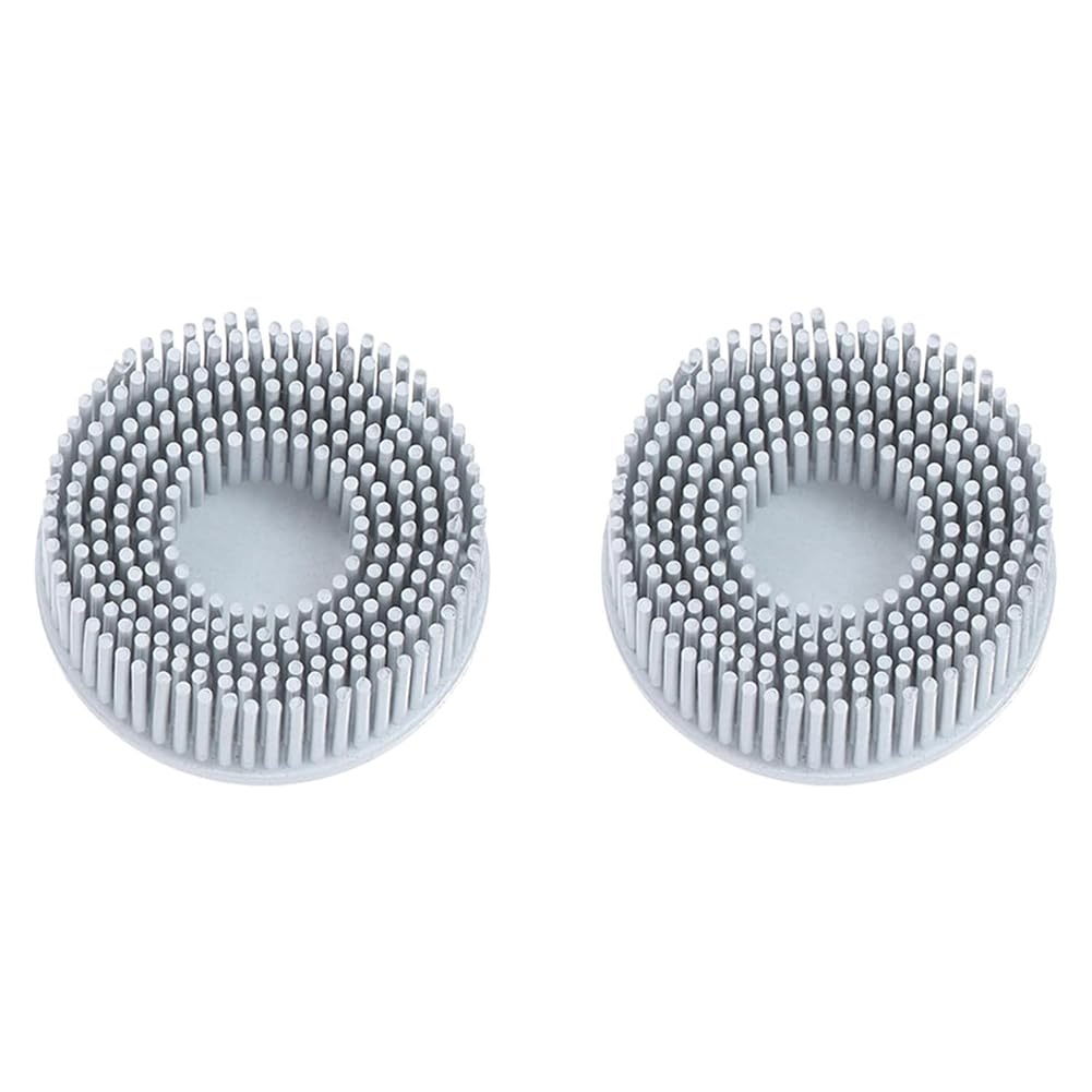 Aundhegrtt Gray White Electric Brush With Roll Lock Mechanism 2Pcs 2" Bristle Disc 120 Grit Abrasive Brush Deburring Tool Removal Disc