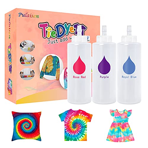 Tie Dye Kits, Tye Dye Kit, Double Refill Dyes, One-Step Fabric Dye Art Party Set, DIY Gift, Textile, T-Shirt, Canvas for Adults, Women, Men, Artist, Children, Party, Festival Gift (3colors)
