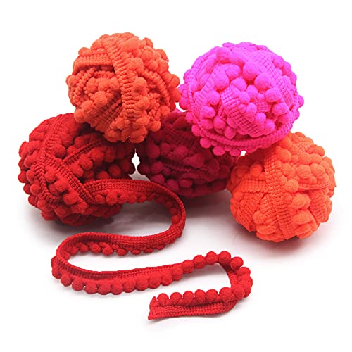 Semini 40 Yards Mix Color Mini Pom Pom Trim Ball Fringe Ribbon Tassel Diy Sewing Accessory Lace For Home Party Decoration #TOP6