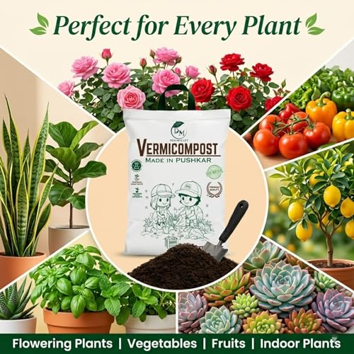 Image of Vermicompost For Plants 2KG 100% Pushkar DESI COW's Organic Fertilizer Manure For Plants Home Gardening Kechua Khad Vermi Compost Ideal For All Gardening