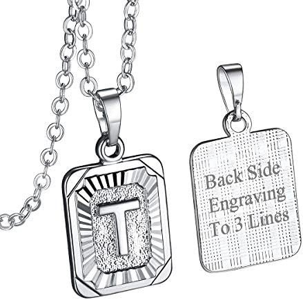 FOCALOOK Letter Pendant Necklace for Women Men Stainless Steel/Gold Plated Initials Jewellery Captial A-Z Alphabet Charm Adjustable Chain 20"+2"inches