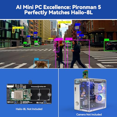 Pironman 5 NVMe M.2 SSD PCIe 2.0/3.0 Mini PC Case para Raspberry Pi 5 Hailo-8L AI Accelerator com cooler de torre + ventiladores RGB duplos, módulo OLED de 0,96 polegadas, desligamento seguro, HDMI - Imagem 7