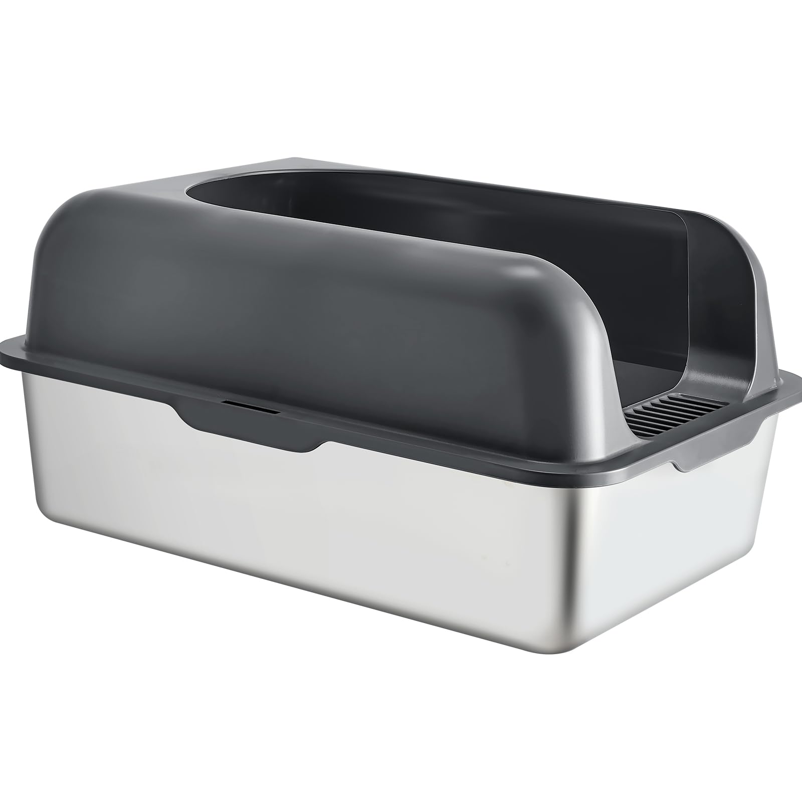 VEVOR Kuweta dla kotów, głębokość 15 cm, XL, bardzo duża kuweta ze stali nierdzewnej, szeroka deska filtrująca i wysokie boki, zamknięta, bezzapachowa, łatwa do czyszczenia, odpowiednia dla dużych