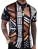 OYOZONE Mens African Shirt African Mens Clothing Dashiki Shirt 70s Shirts for Men Resort wear for Men Luxury Shirts Flower Tribal Ankara Bohemian afrocentric Shirts Short-Sleeved Nigerian Outfit 2026