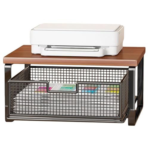 Genérico Soporte para Impresora | Multifuncional con Cesta de Almacenamiento | Estante de Sobremesa para Impresora,para Hogar, Escuela, Encimera de Cocina, Estación de Trabajo, Horno