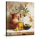 Vintage Olive Kitchen Wall Art Print - Country Olive Still Life Painting Artwork Rustic Wall Decor for Farmhouse Home Kitchen Dining Room 8x10 Framed