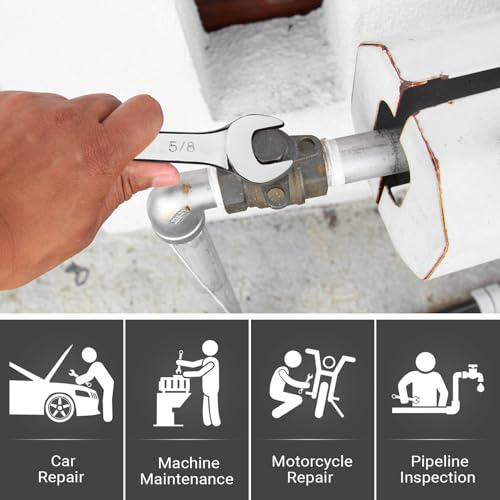 Image of MAXPOWER 5 /8 inch Combination Wrench, Professional Open & Box End, Mirror Polished Finish, Forged Heat-Treated Cr-V Steel, 12-Point Design