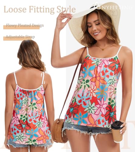 Image of Camisoles for Women with Built in Bra Adjustable Strap Tank Tops Cami Sleeveless Summer Tops for Workout Sleeping Traveling