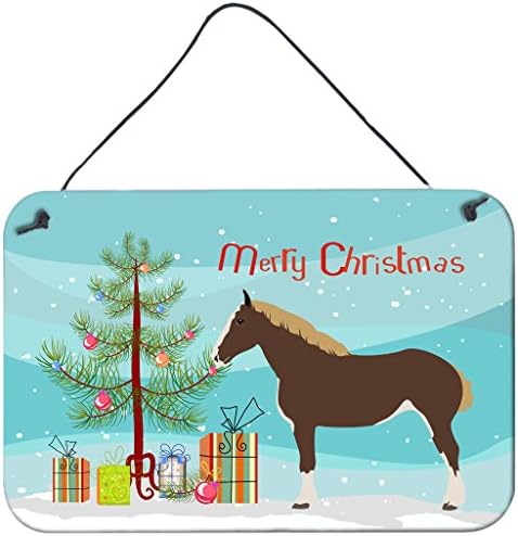 Caroline's Treasures BB9273DS812 Percheron Horse Christmas Wall or Door Hanging Prints, Teal Aluminum Metal Sign Kitchen Wall Bar Bathroom Plaque Home Decor, 8x12, Multicolor image 4