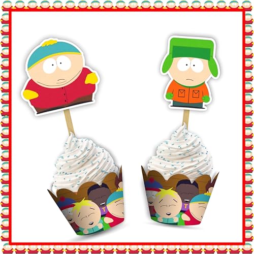 South Paark Cupcake Wrapper Set for Birthday Parties Decorative Cartoon-Inspired Cupcake Holders for Adults Unique and Colorful Party Supplies for Celebrations Events & Gatherings