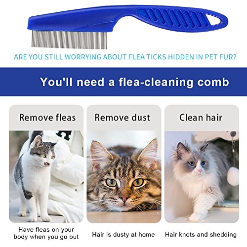 JINSION Läusekamm, 2 PCS Flohkamm Hunde für Katzen, Zeckenkamm für Hunde Staubkamm für Effektiv Gegen Flöhe & Läuse, Tränenfleckentferner Kamm, Haustierkamm Profi Entfernen Floh Kamm für Hund & Katze