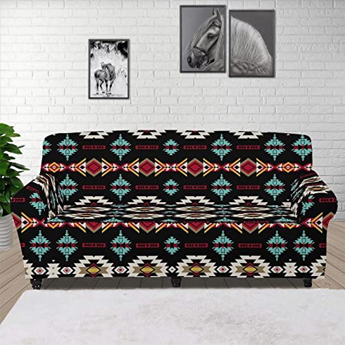 Instantarts Southwestern Style Sofa Cover Aztec Tribal Geometry Print Couch Cover Stretchy Durable Slipcovers With Elastic Bottom & Anti Skid Foam #TOP25