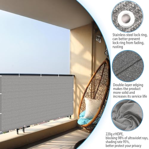 Brise vue balcon résistant au vent 134x280cm écran de jardin - 4