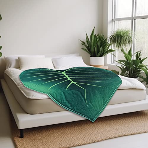 Oswpzor Soft Leaf Blanket Green Giant Leaf Shape Blankets Plant Print Throw Blanket Couch Bed Sofa For Plant Lovers Big Leaf Blankets Size 63X87 Inches #TOP1