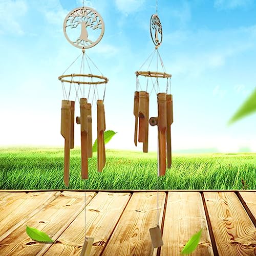 Sinos de vento de bambu para exterior,Carrilhão de vento ao ar livre | Windchimes ao ar livre com so