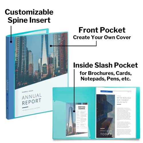 Dunwell Binder With Plastic Sleeves 24-Pocket - Presentation Book 8.5X11 (Aqua), Portfolio Folder With 8.5 X 11 Sheet Protectors, Displays 48 Pages Letter Size Papers, Acid Free Archival Quality #TOP2