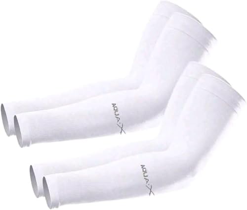 Megaso Aqua X UV Protection Cooling Arm Sleeves, Sun Protection for Outdoor Sports-2Pack White