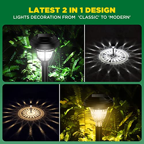 Hnes Super Bright 2 In 1 Solar Lights Outdoor Waterproof, Up To 12H Dusk To Dawn Garden Lights Solar Powered Auto On/Off, 10 Pack Led Solar Pathway Lights Decorative For Yard, Landscape, Walkway #TOP5