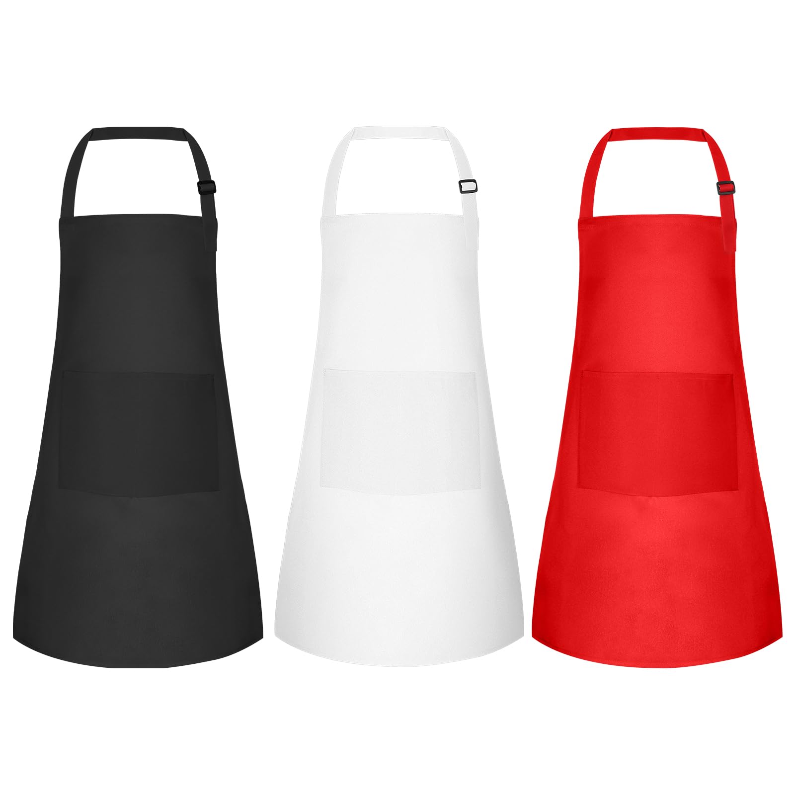 MEEZY 3 Pack Kids Apron with Pockets Adjustable, Painting Apron Children Art Apron Toddler Chef Aprons for Kids Painting Cooking Crafts Baking (Red,