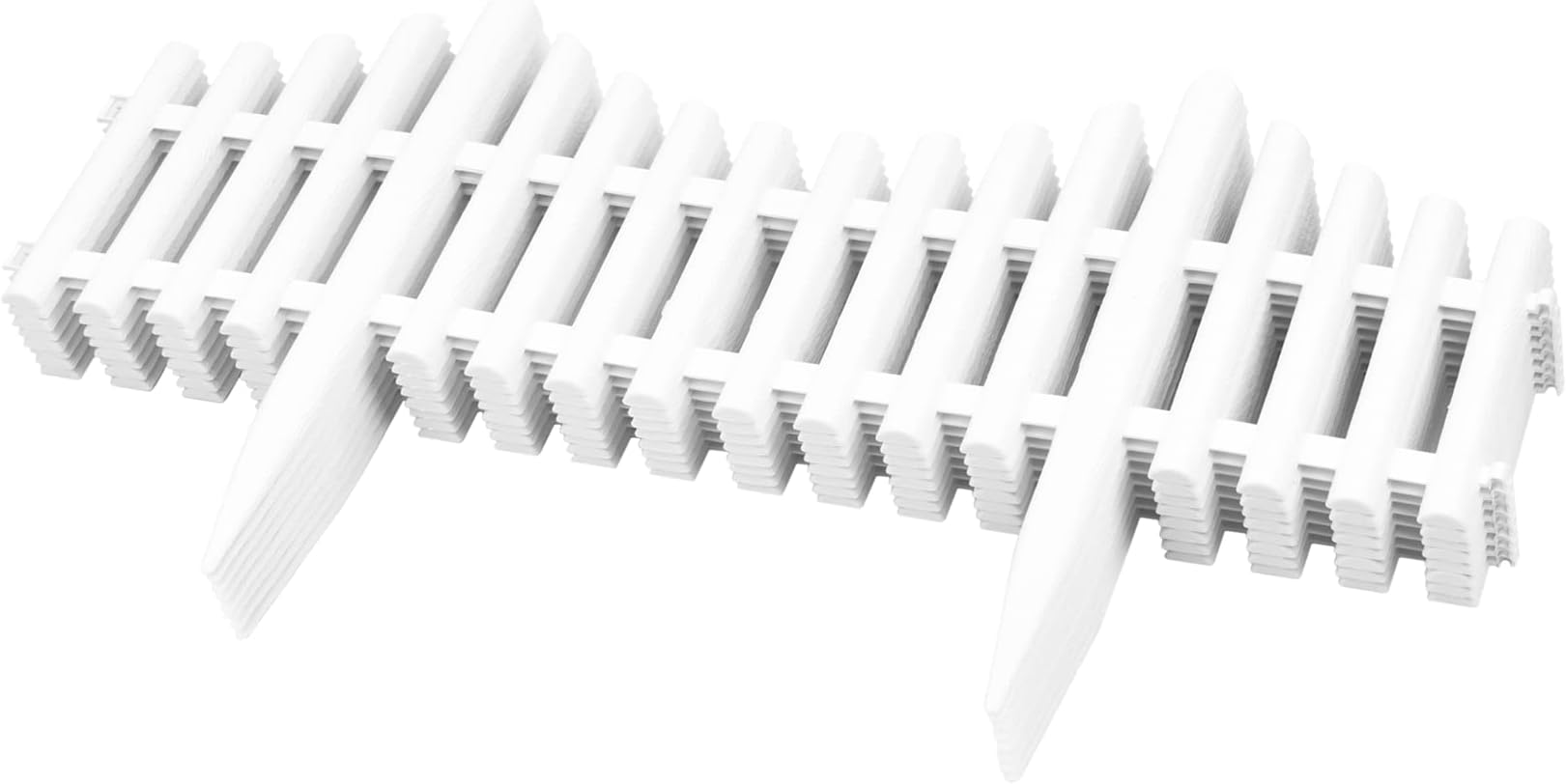KCT 1 Pack White Picket Fence Garden Border –Interlocking Flexible Lawn Plant Flowerbed Panels – 8 Pieces Total